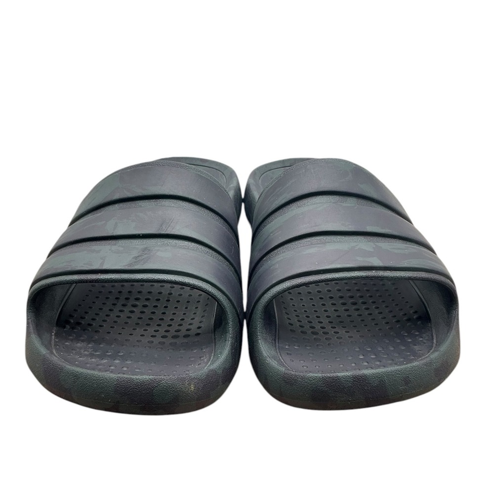 Adidas Adilette Cloudfoam Camo Slide Sandals Dark Green Black Womens Mens Casual
